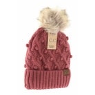 Bobble Knit Fur Pom Beanie Coco Berry Coco Berry  beanie CC Brand Beanies- Tilden Co.