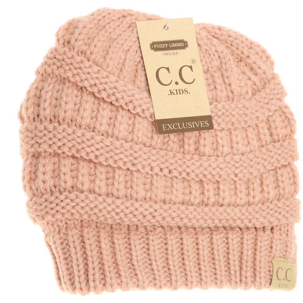 CC KIDS Solid Fuzzy Lined Beanie Indie Pink Indie Pink  Kids Beanie CC Brand Beanies- Tilden Co.