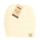 CC KIDS Solid Fuzzy Lined Beanie Ivory Ivory  Kids Beanie CC Brand Beanies- Tilden Co.