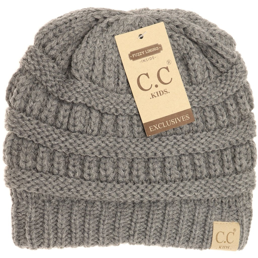 CC KIDS Solid Fuzzy Lined Beanie Lt. Mel Grey Lt. Mel Grey  Kids Beanie CC Brand Beanies- Tilden Co.