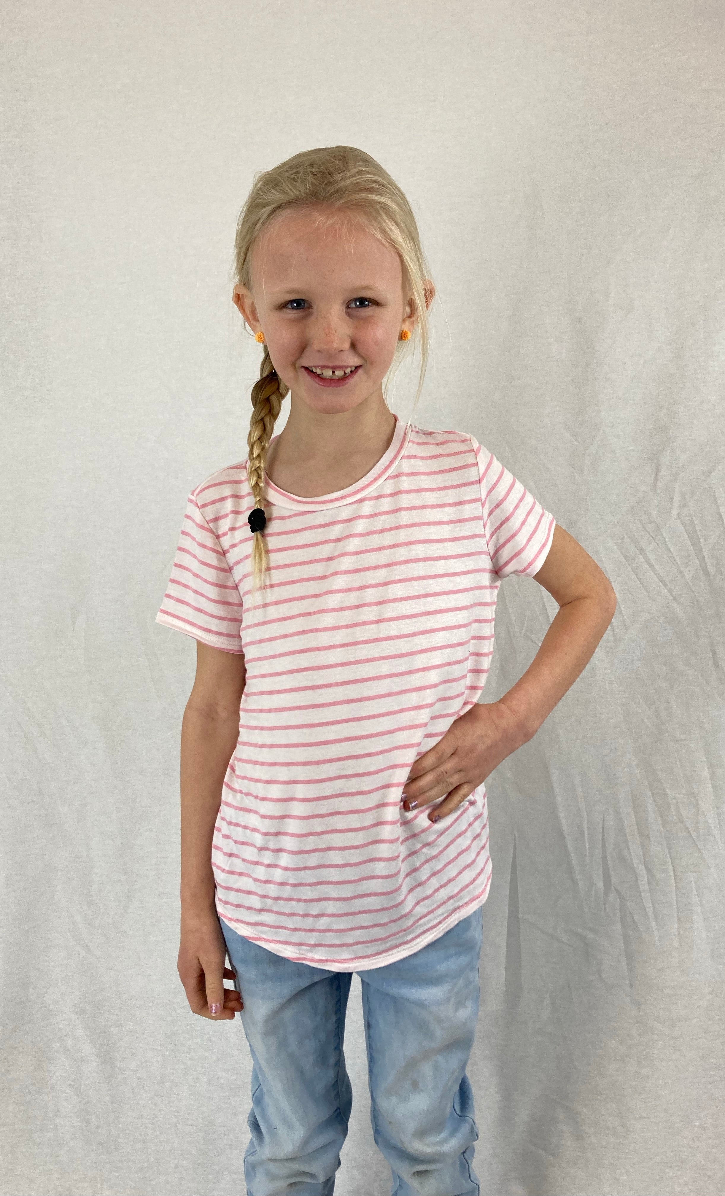 GIRLS Striped Top - Ivory/Pink    Shirts & Tops Chris and Carol- Tilden Co.
