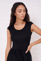 Layering Cap Sleeve in Black    Layering Top Mikarose- Tilden Co.