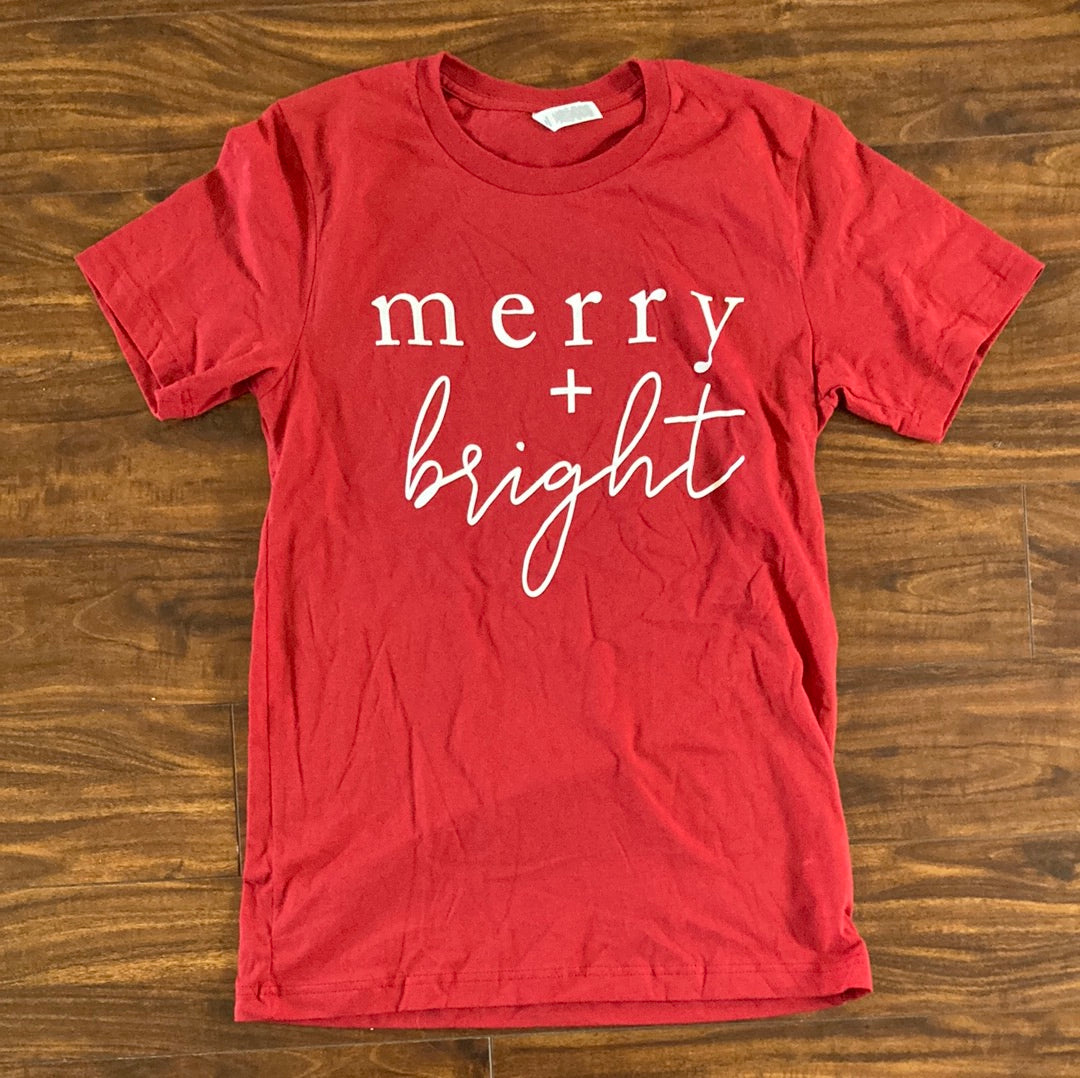 Merry and Bright Graphic Tee- Final Sale Graphic T-Shirt Tilden Co. LLC- Tilden Co.