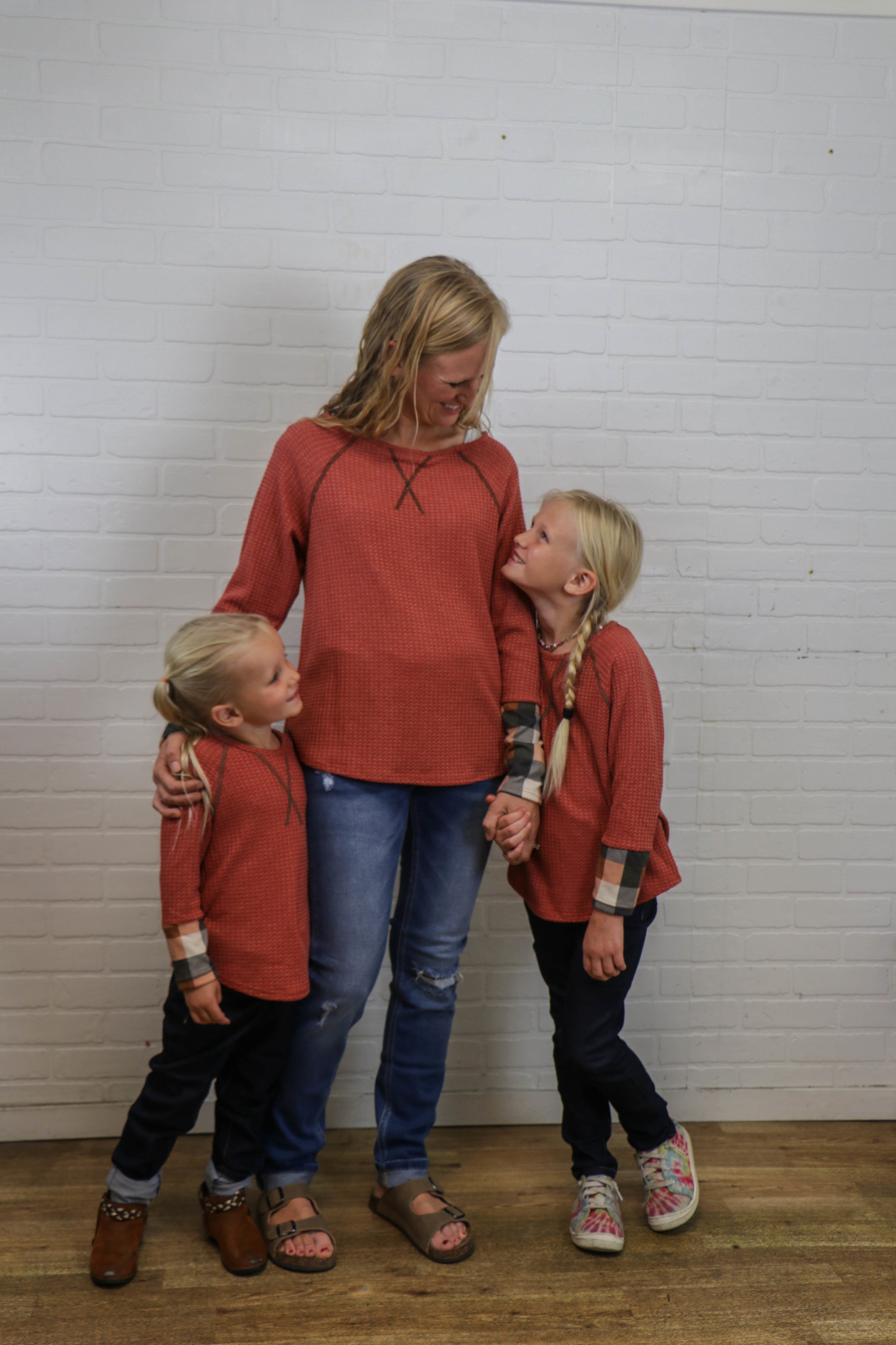 Mommy&Me Plaid Detail Waffle Top- Final Sale    Shirts & Tops 12 PM by Mon Ami- Tilden Co.