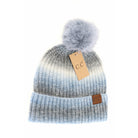 Multicolored Ombre Fur Pom C.C Beanie Denim Multi Denim Multi   CC Brand Beanies- Tilden Co.