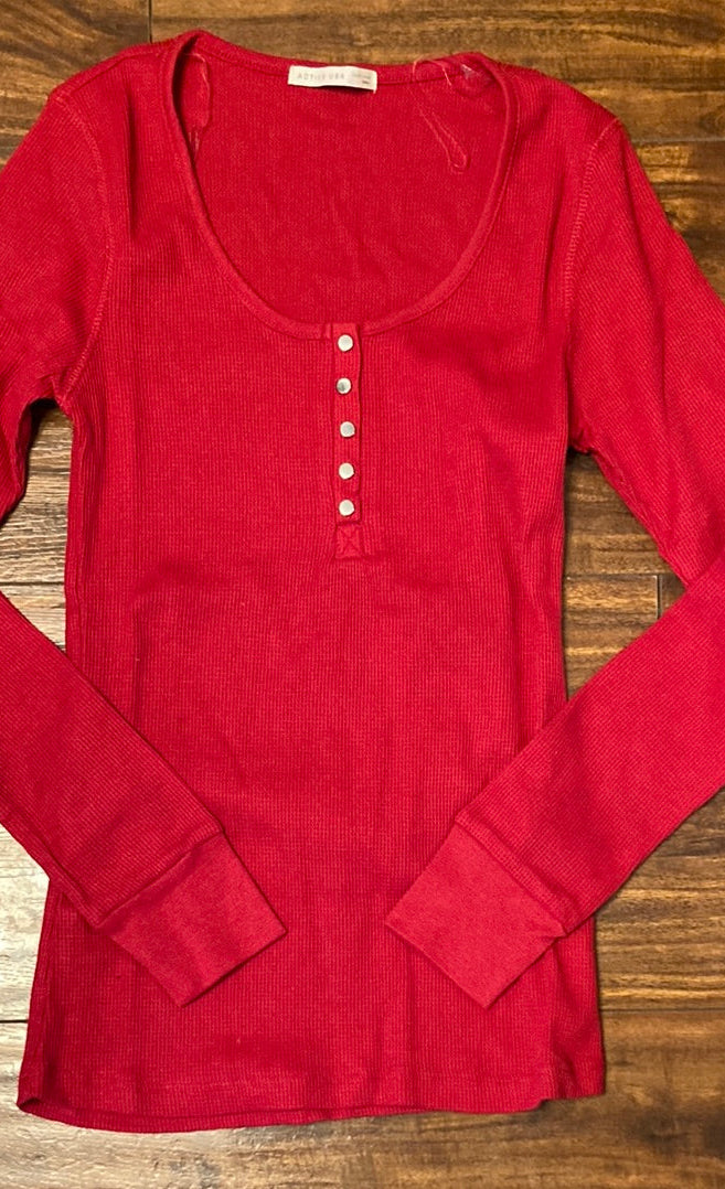 Red Long Sleeve Henley Top - Final Sale    Shirts & Tops Tilden Co. LLC- Tilden Co.