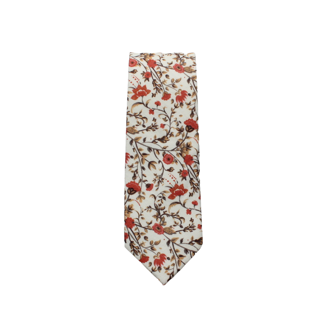 Shay Cinnamon Floral Skinny Tie: Kids    necktie Tie Mood- Tilden Co.