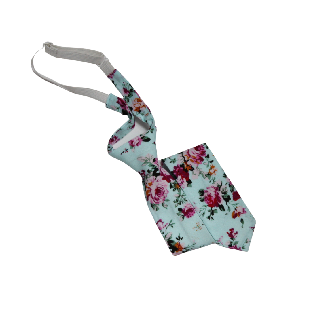Boy's Pre-Tied Floral Necktie: Light Blue necktie Tie Mood- Tilden Co.