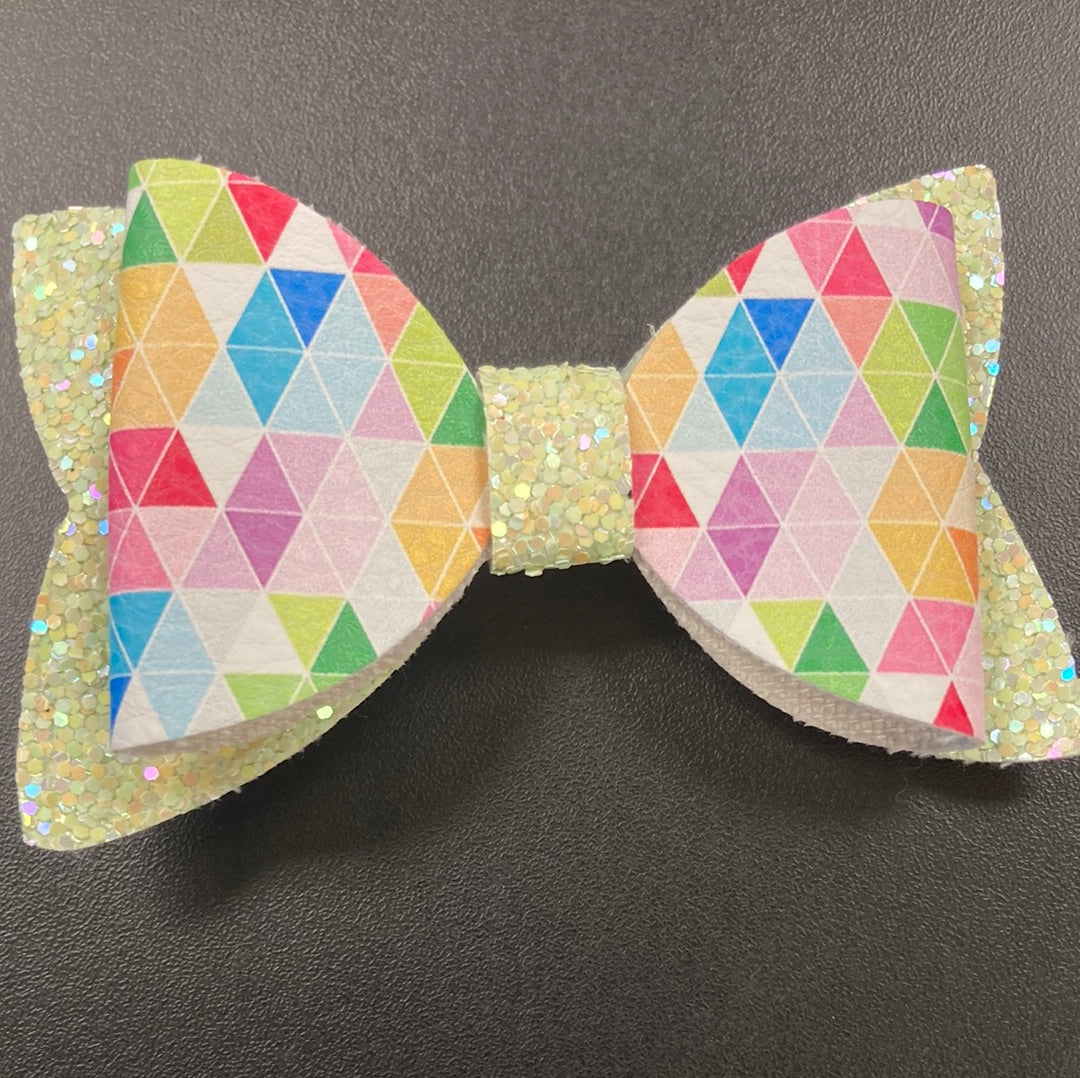 Geometric Color Faux Leather Bow earring Daydreamer Creations- Tilden Co.