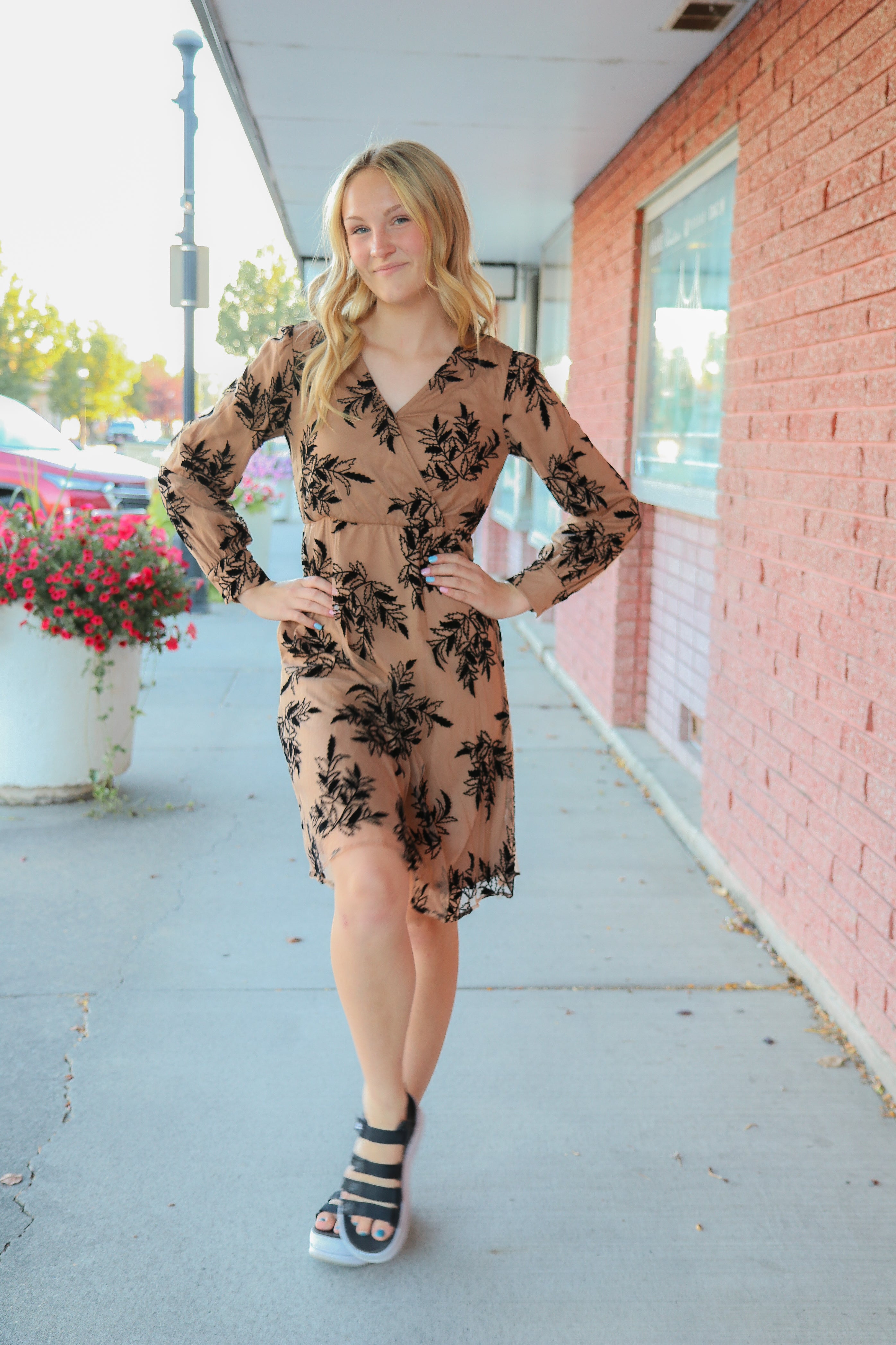 The Monroe Dress in Vines Divine    Knee Length Dress Mikarose- Tilden Co.