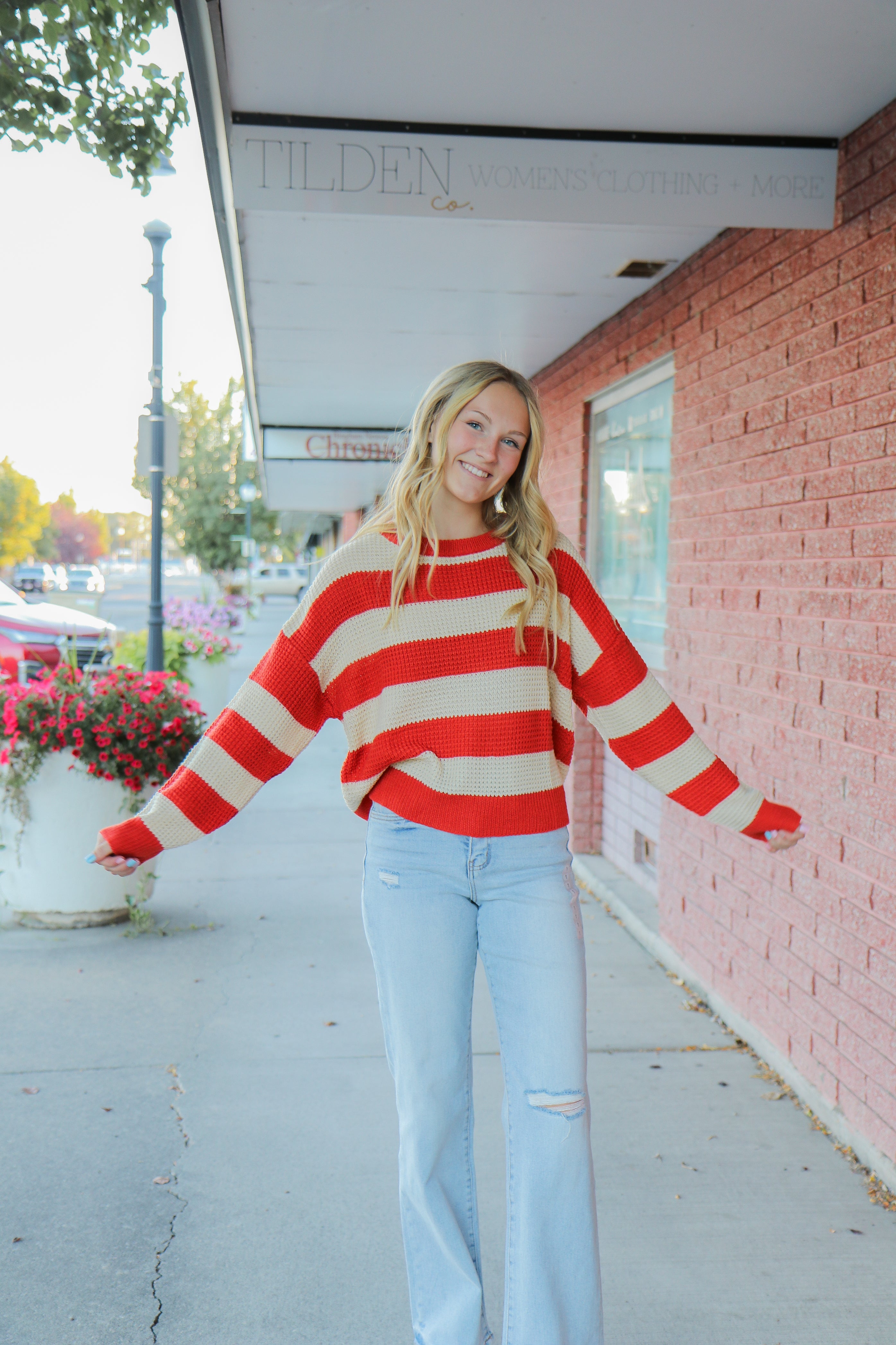 Striped Loose Fit Sweater    Sweater La Miel- Tilden Co.