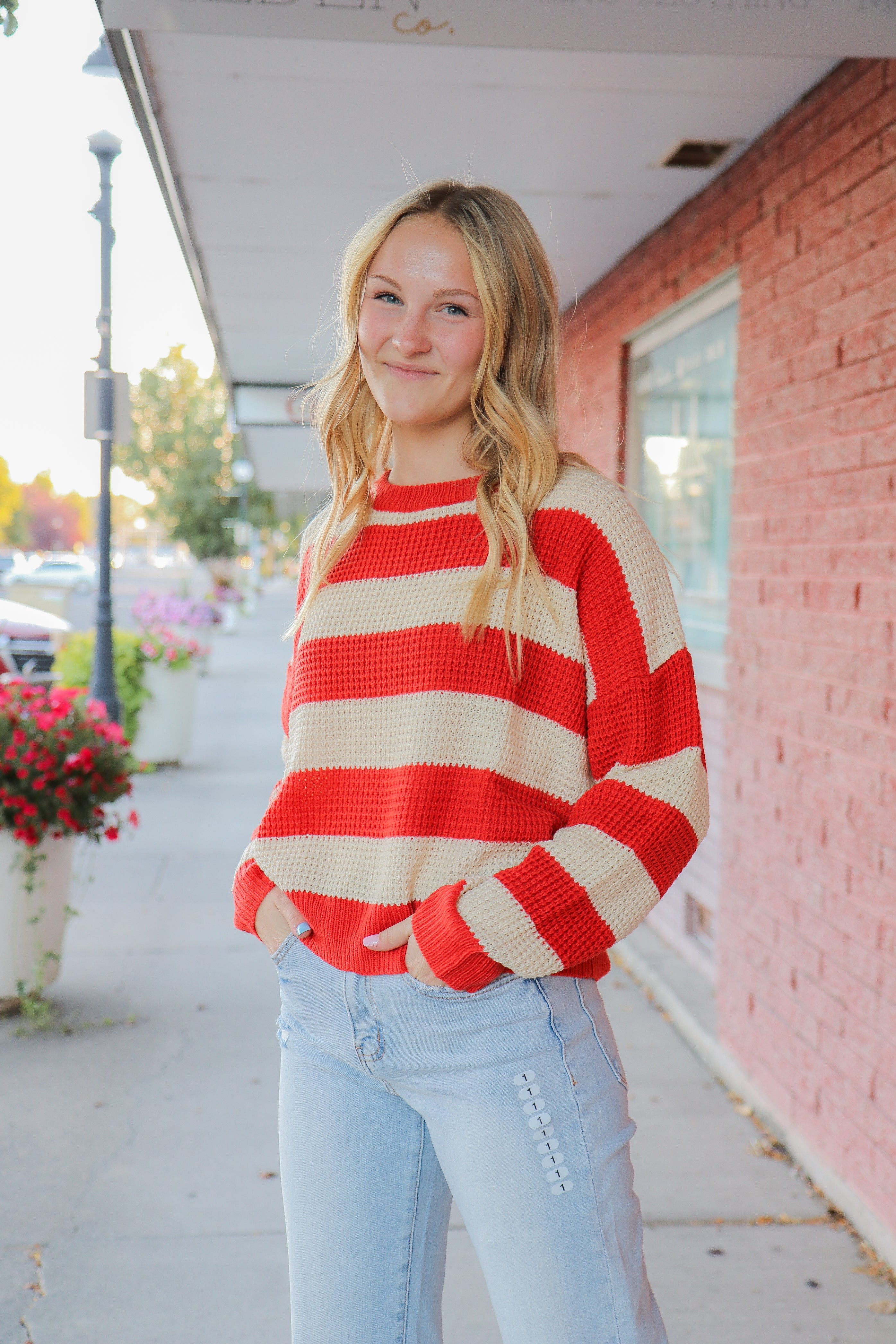 Striped Loose Fit Sweater Old Pumpkin / Small Old Pumpkin Small Sweater La Miel- Tilden Co.