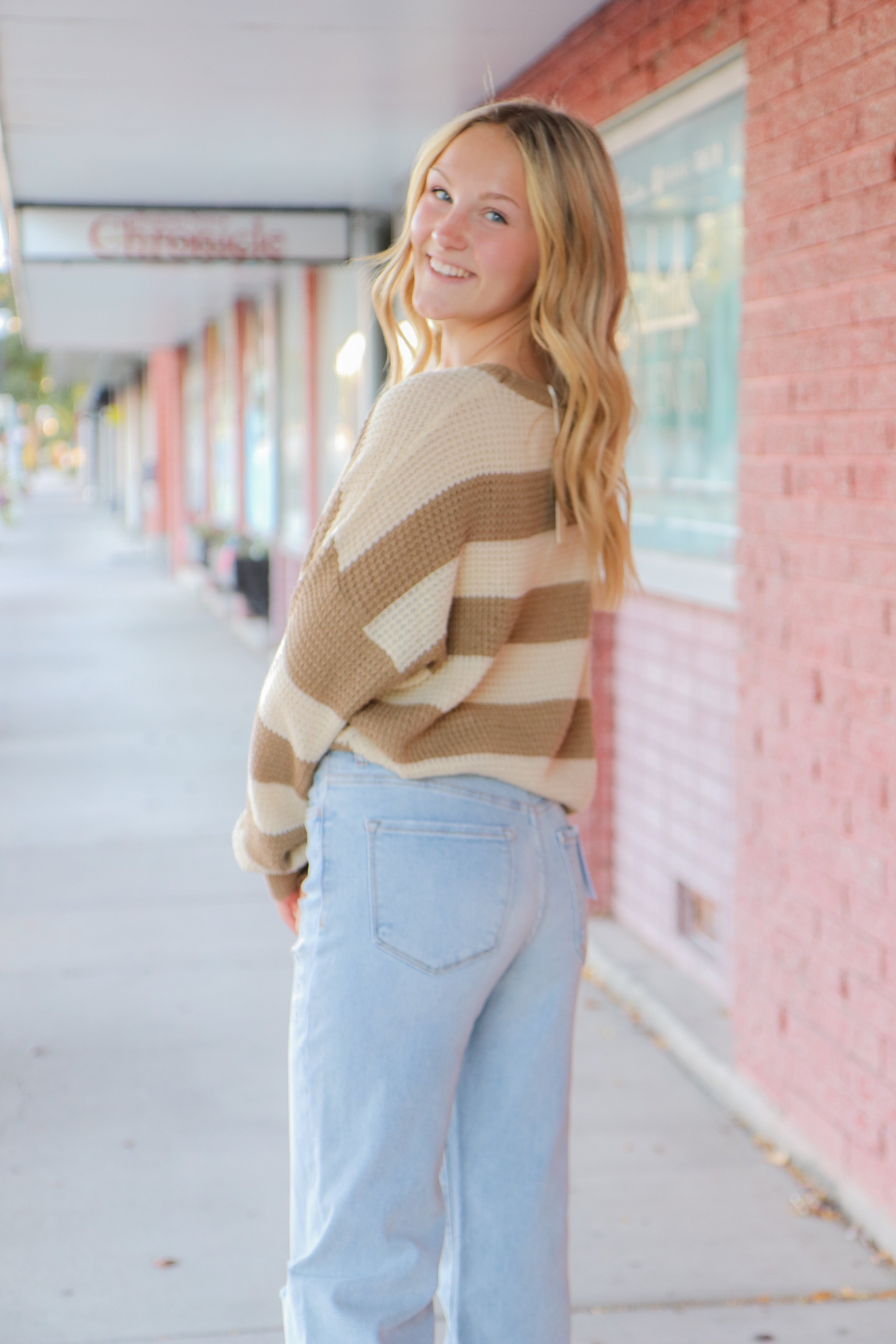 Striped Loose Fit Sweater    Sweater La Miel- Tilden Co.