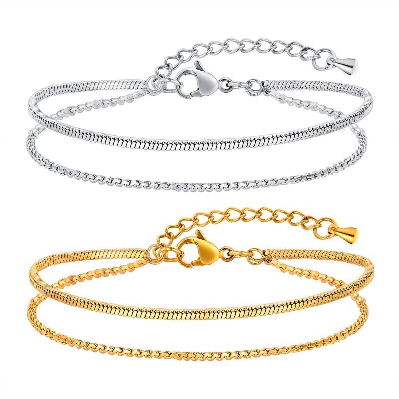 18K STAINLESS STEEL LAYERED BRACELET JOSSLYN by wall to wall- Tilden Co.