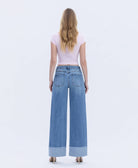 HIGH RISE MEDIUM WASH CUFFED WIDE JEANS T6684 VERVET by FLYING MONKEY- Tilden Co.