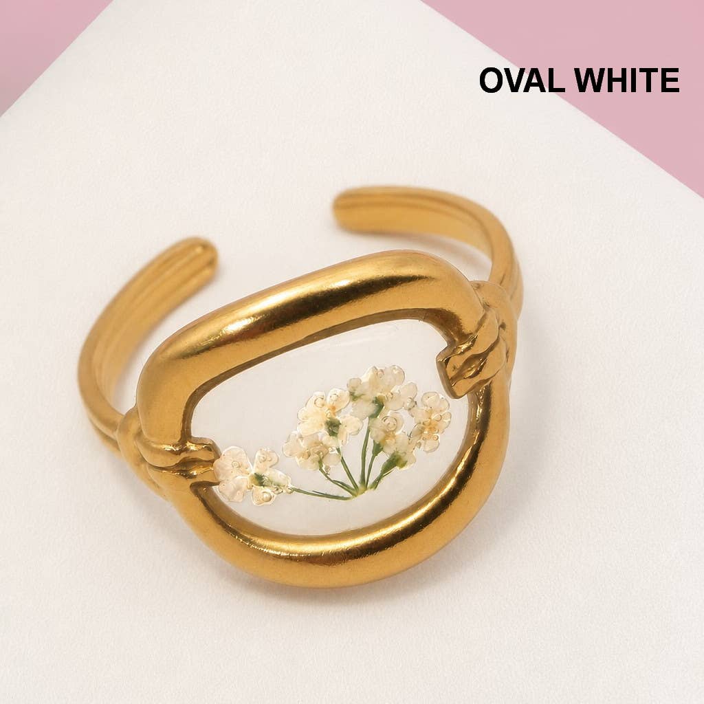 18K Stainless Steel Pressed Flower Ring | 40R104 JOSSLYN by wall to wall- Tilden Co.