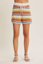 Desert Bloom Stripe Sweater Shorts Small Small Shorts in february- Tilden Co.