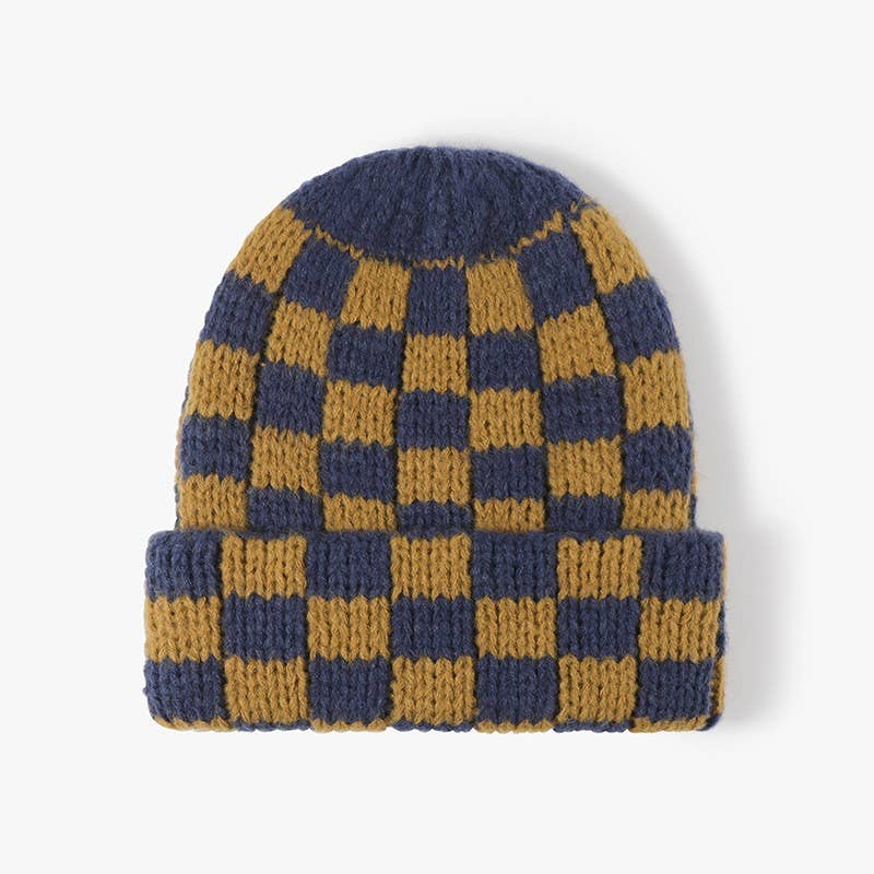 CHECKER SOFT PLUSH BEANIE HAT | 40BN917 beanie JOSSLYN by wall to wall- Tilden Co.