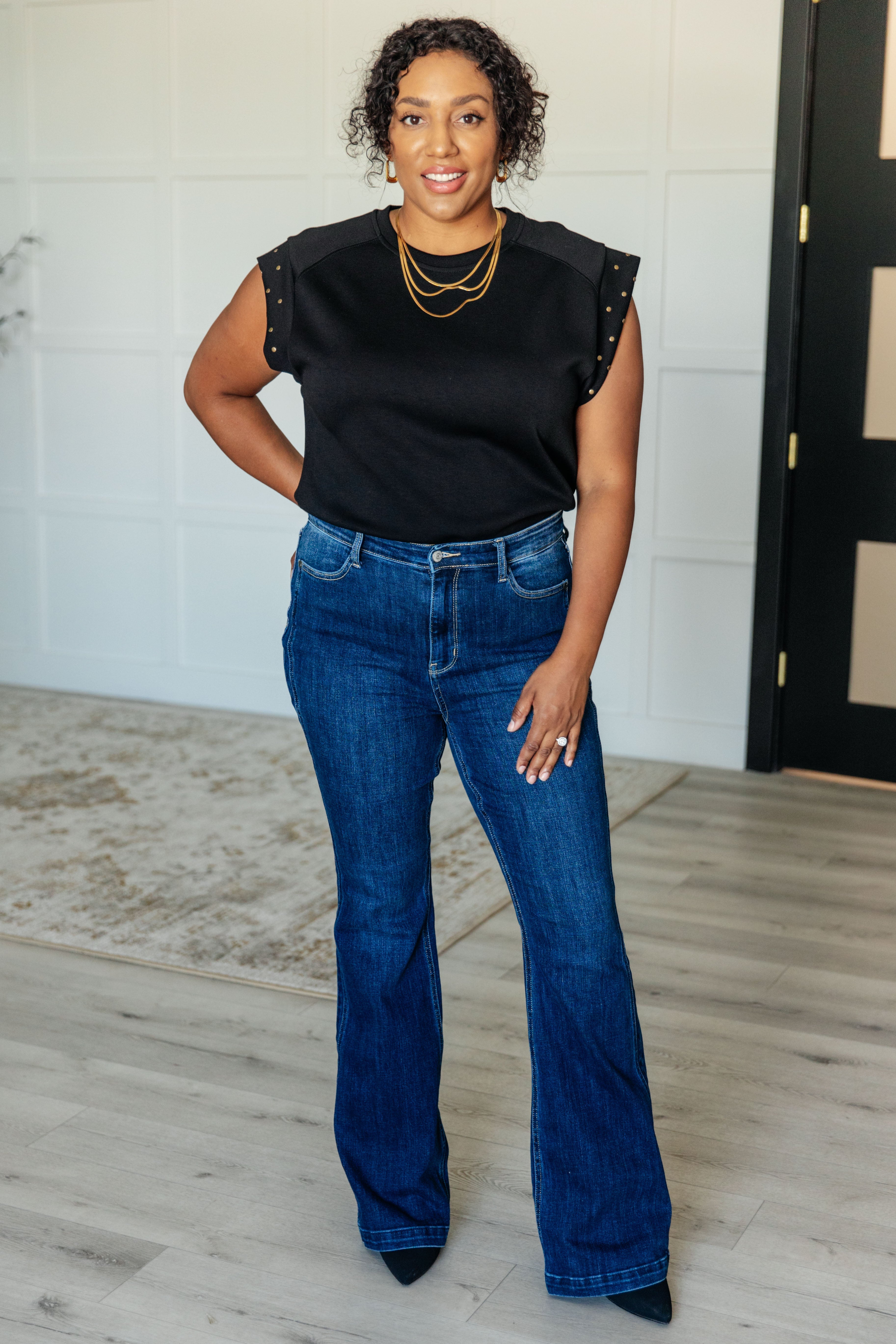 My Domain Studded Cap Sleeve Top Tops Ave Shops- Tilden Co.