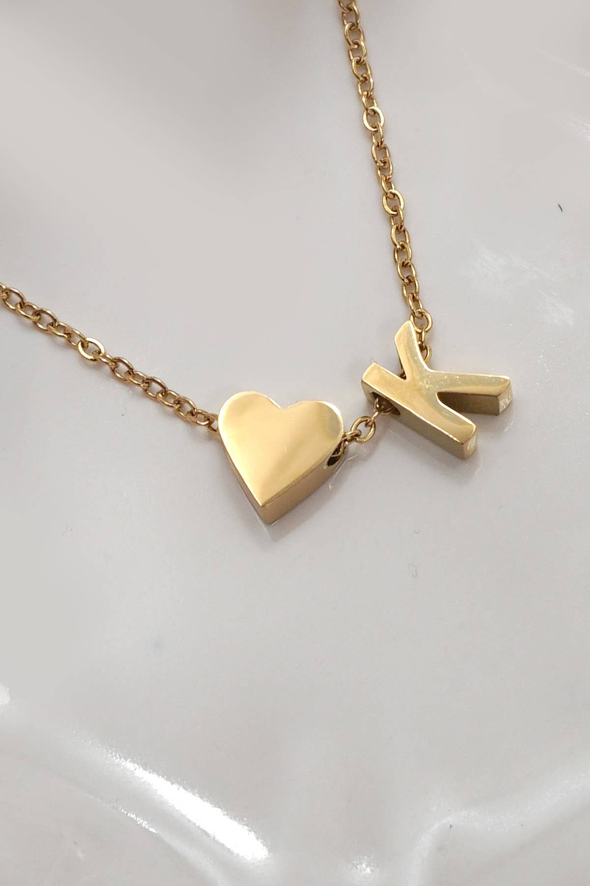 Gold Initial & Heart Charm Necklace | 40NK9440 K K JOSSLYN by wall to wall- Tilden Co.