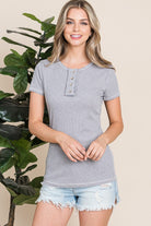 Everyday Henley Short Sleeve Top Heather Grey / Small Heather Grey Small Shirts & Tops Reborn J- Tilden Co.