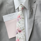 Keira Dusty Rose Floral Tie & Pocket Square Set    necktie Tie Mood- Tilden Co.