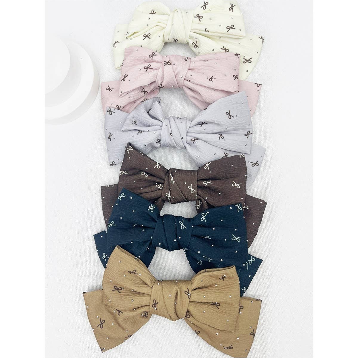 Bow Print Double Layered Bow Clips Love and Repeat- Tilden Co.