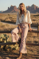 Dusty Mauve Ruffle Wide Leg Pants Pants Sewn and Seen- Tilden Co.