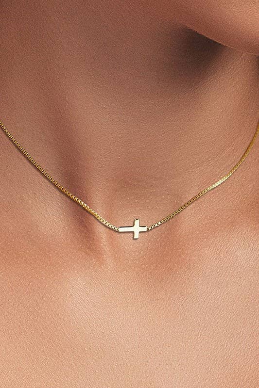 18K STAINLESS STEEL TARNISH FREE CROSS NECKLACE | 40NK9420 necklace JOSSLYN by wall to wall- Tilden Co.