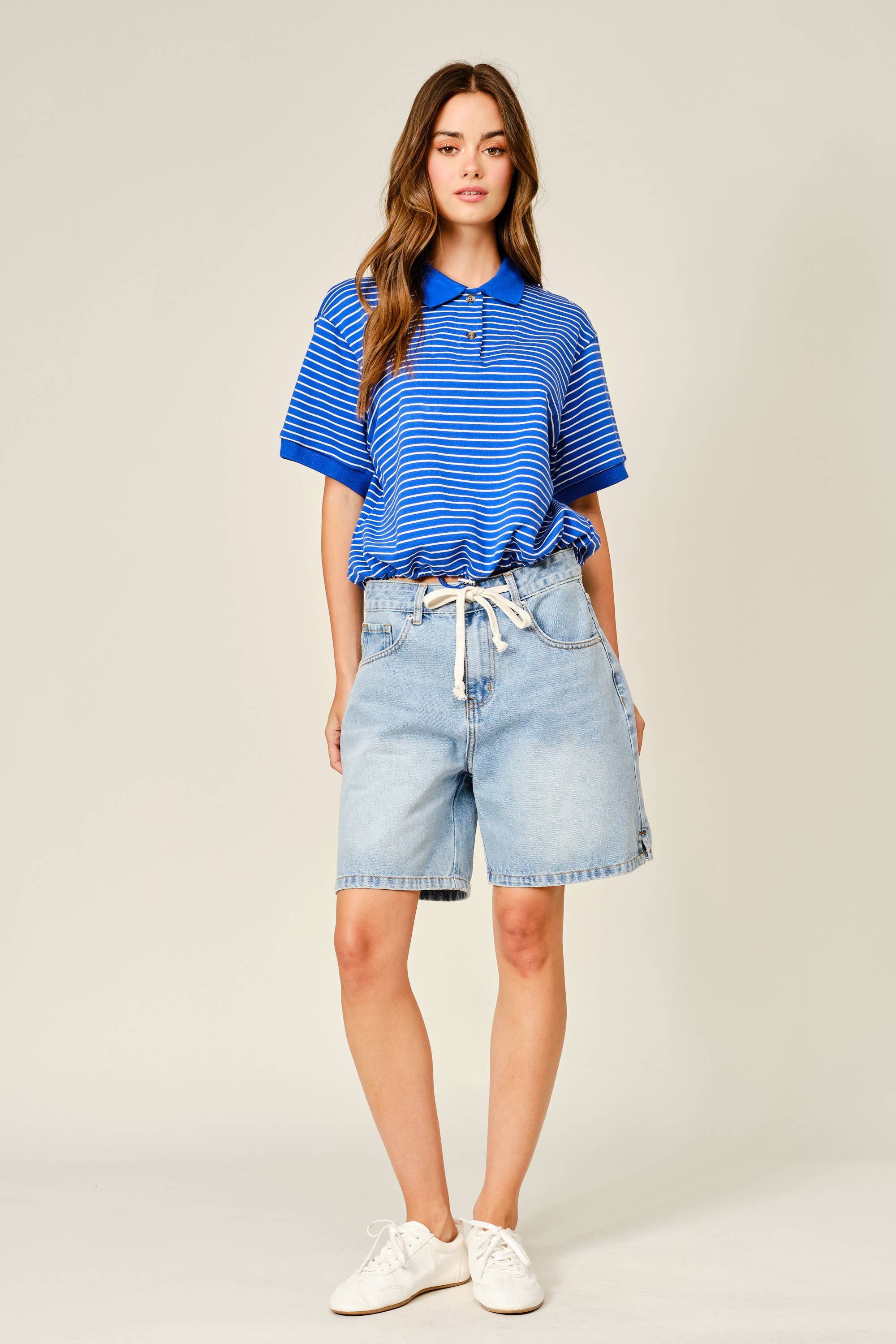 Lt Wash Drawstring Denim Bermudas Bermuda Shorts Aaron & Amber- Tilden Co.