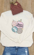 Merry Christmas Ornaments Long Sleeve Graphic Tee     Daydreamer Creations- Tilden Co.