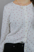 Pointelle Button Cardigan in Mauve Bows Tees Mikarose- Tilden Co.