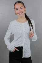 Pointelle Button Cardigan in Mauve Bows Tees Mikarose- Tilden Co.