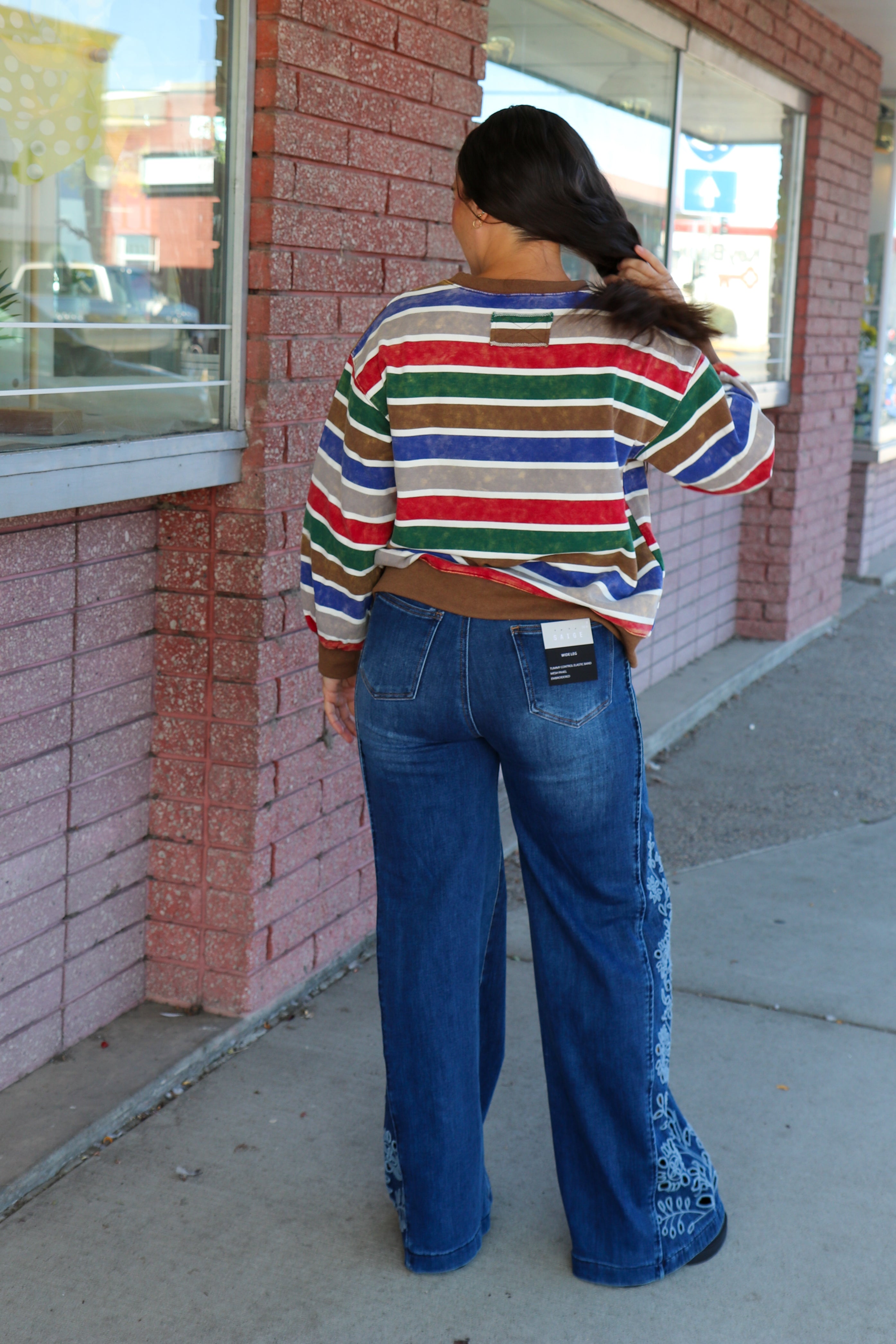 Retro Oversized Stripe Pullover Sweater Sewn and Seen- Tilden Co.