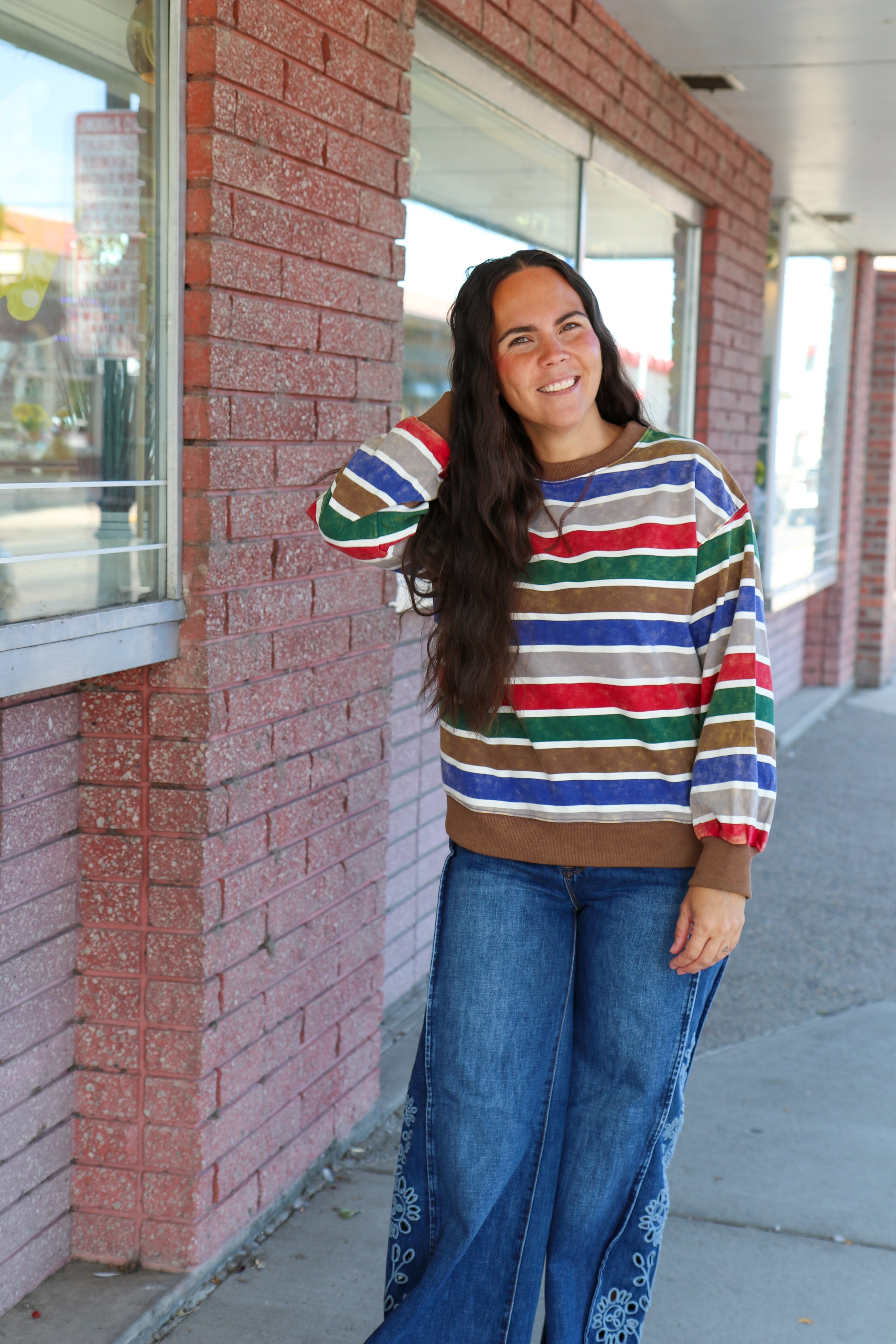 Retro Oversized Stripe Pullover Sweater Sewn and Seen- Tilden Co.