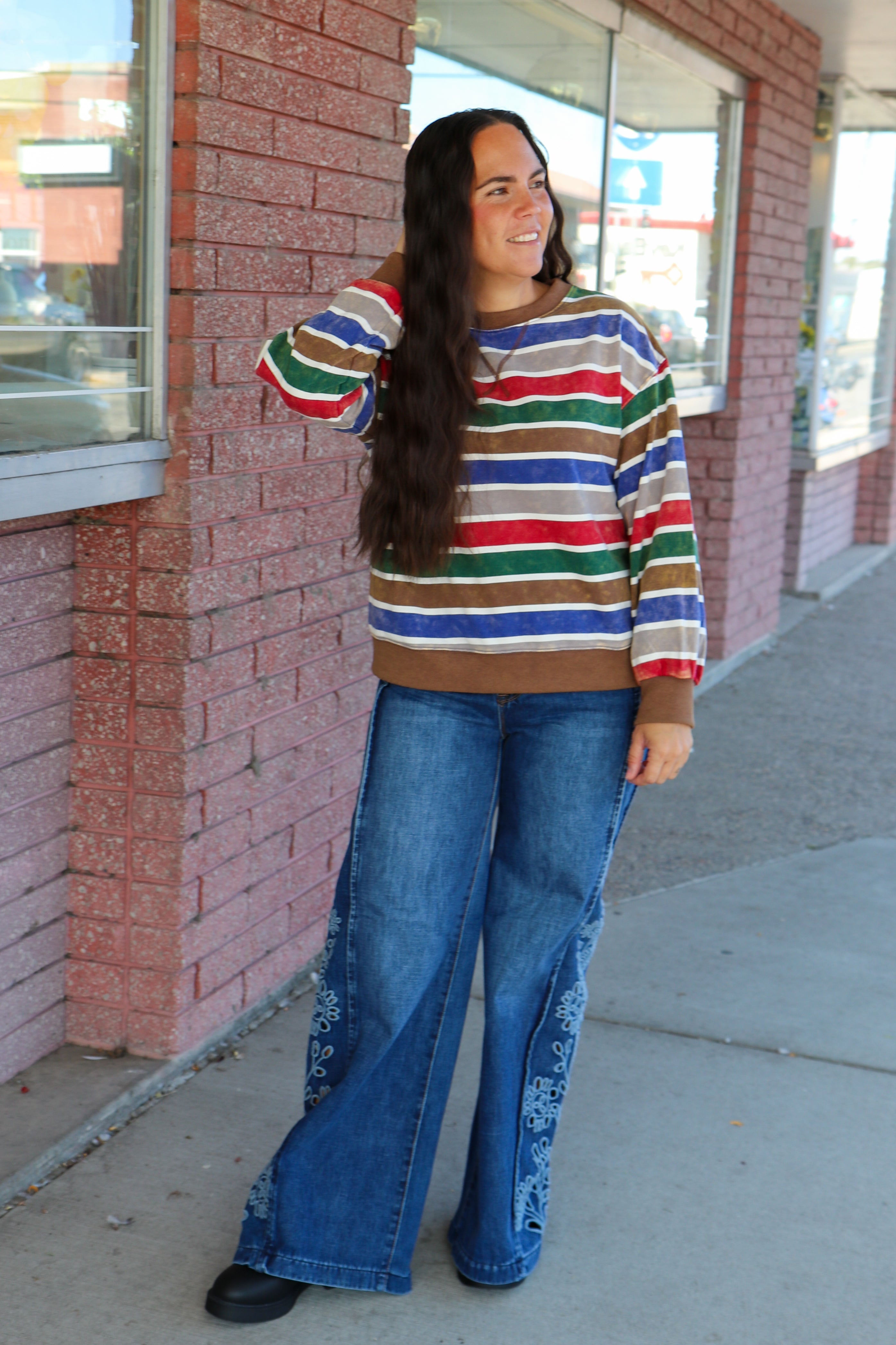 Retro Oversized Stripe Pullover Sweater Sewn and Seen- Tilden Co.