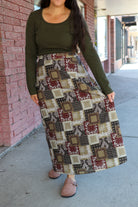 A-Line Maxi Skirt in BOHO Bandana Maxi Skirt Mikarose- Tilden Co.