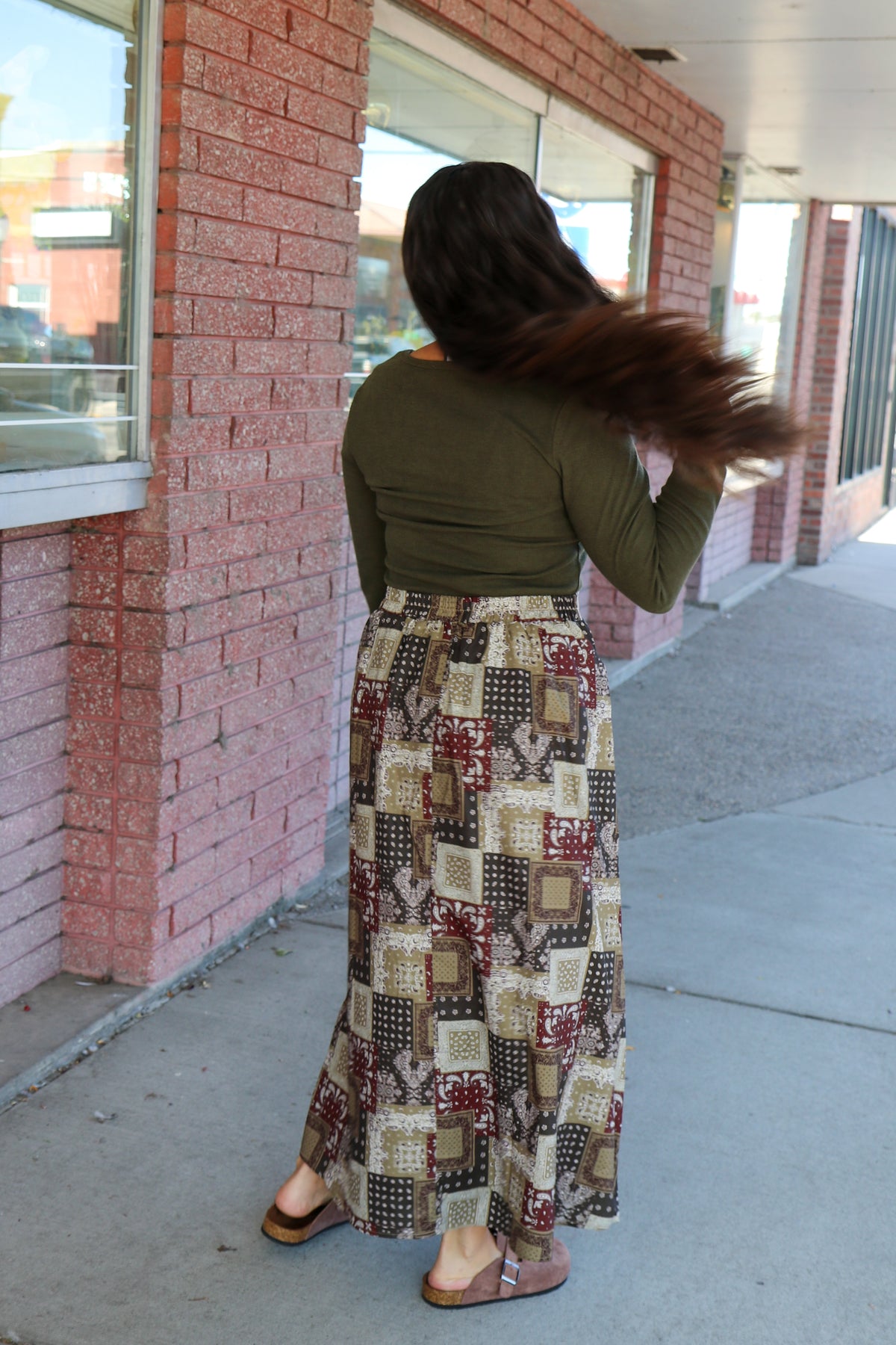 A-Line Maxi Skirt in BOHO Bandana Maxi Skirt Mikarose- Tilden Co.