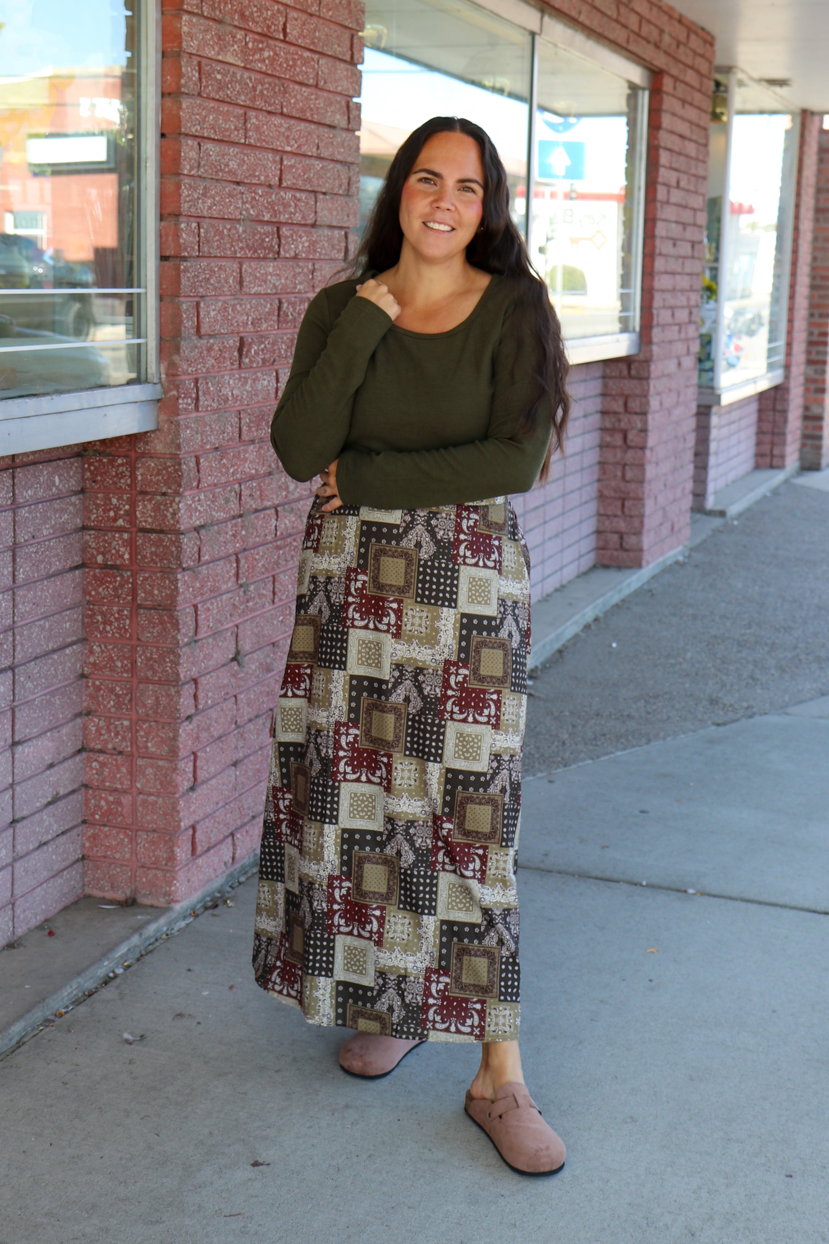 Long Sleeve Scoop Tee in Mountain View Long Sleeve Top Mikarose- Tilden Co.