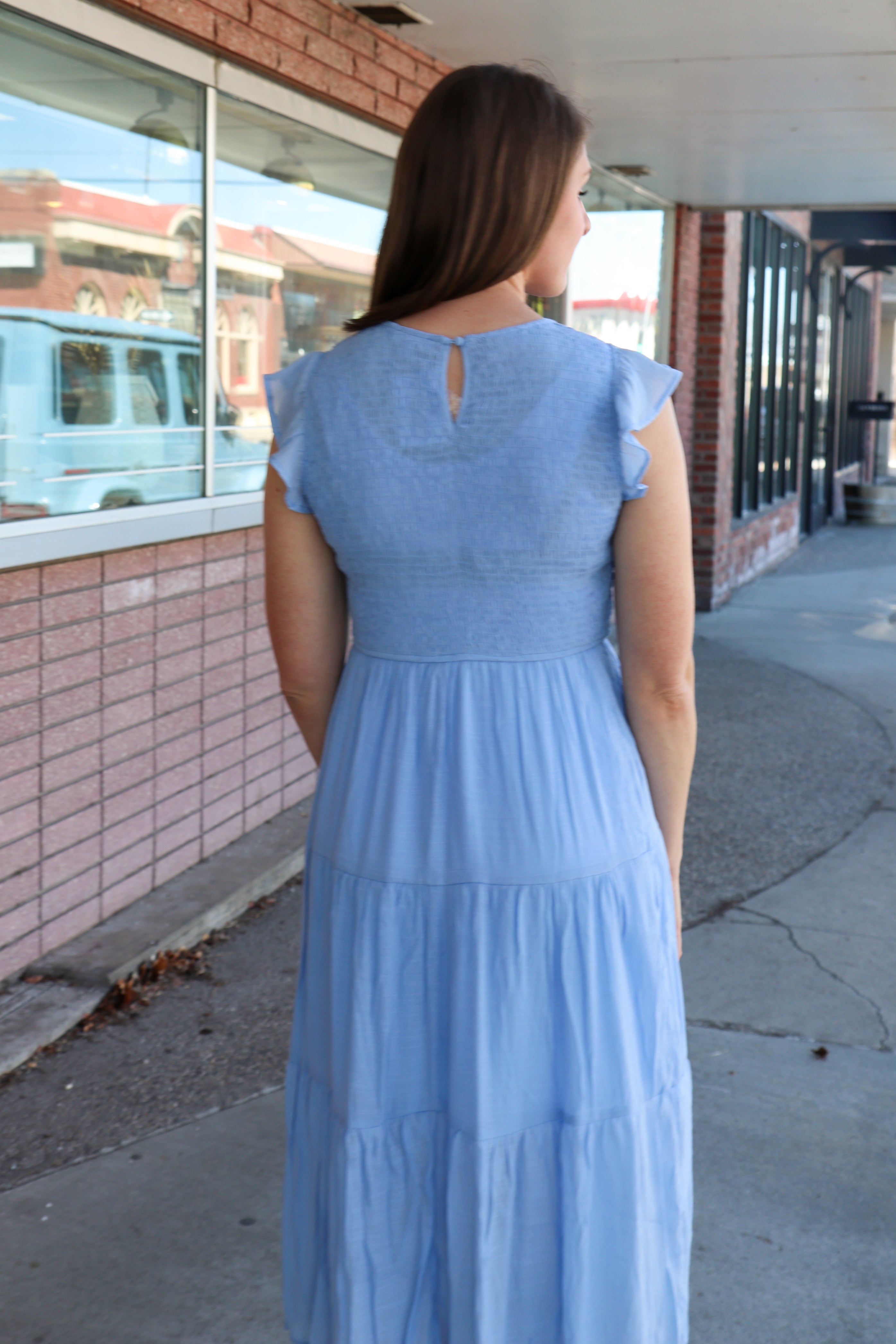 Smocked Tiered Midi Dress Midi Dress Blu Pepper- Tilden Co.