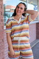 Desert Bloom Stripe Sweater Shorts Shorts in february- Tilden Co.