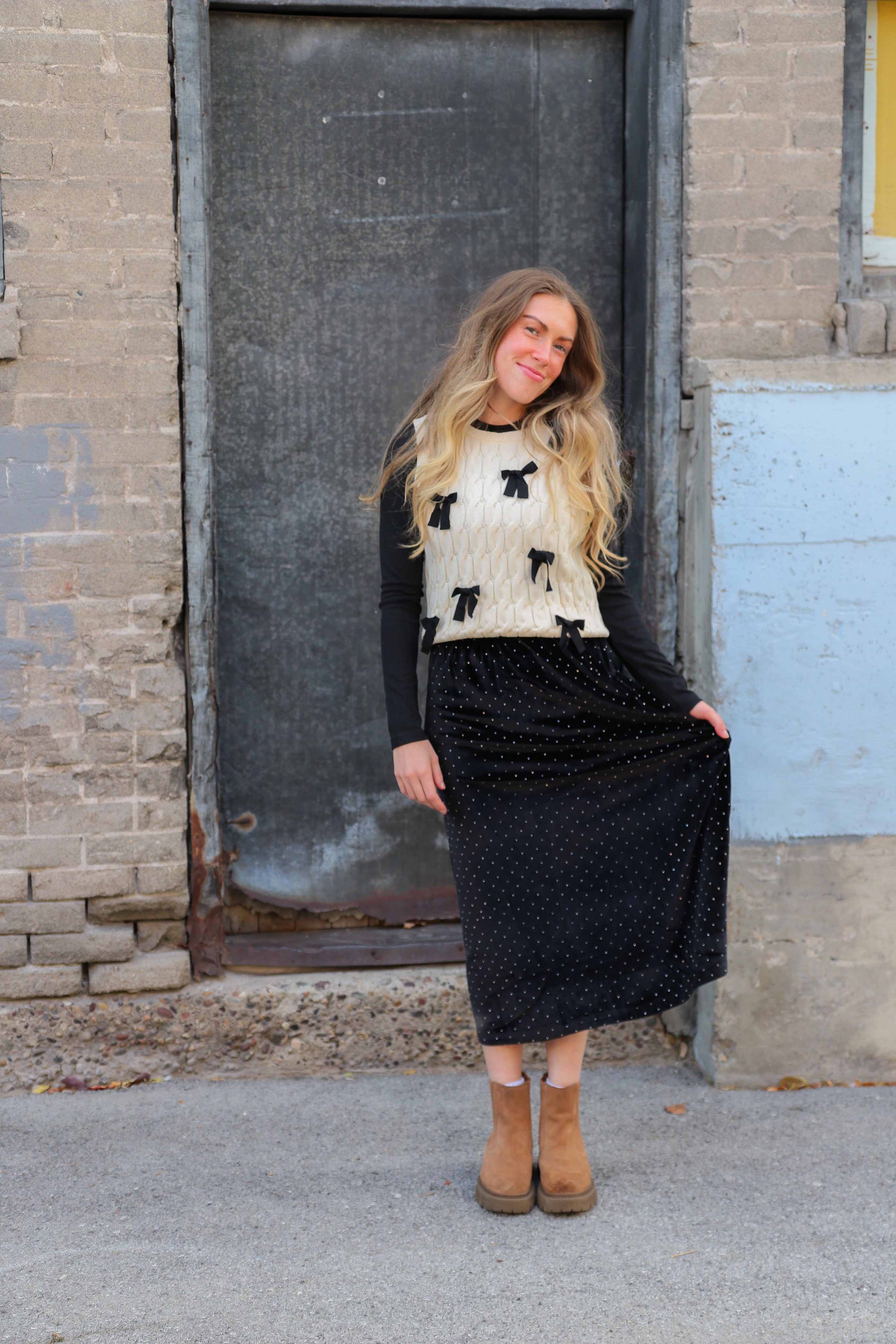 Straight Skirt in Black Sparkle Dress Mikarose- Tilden Co.