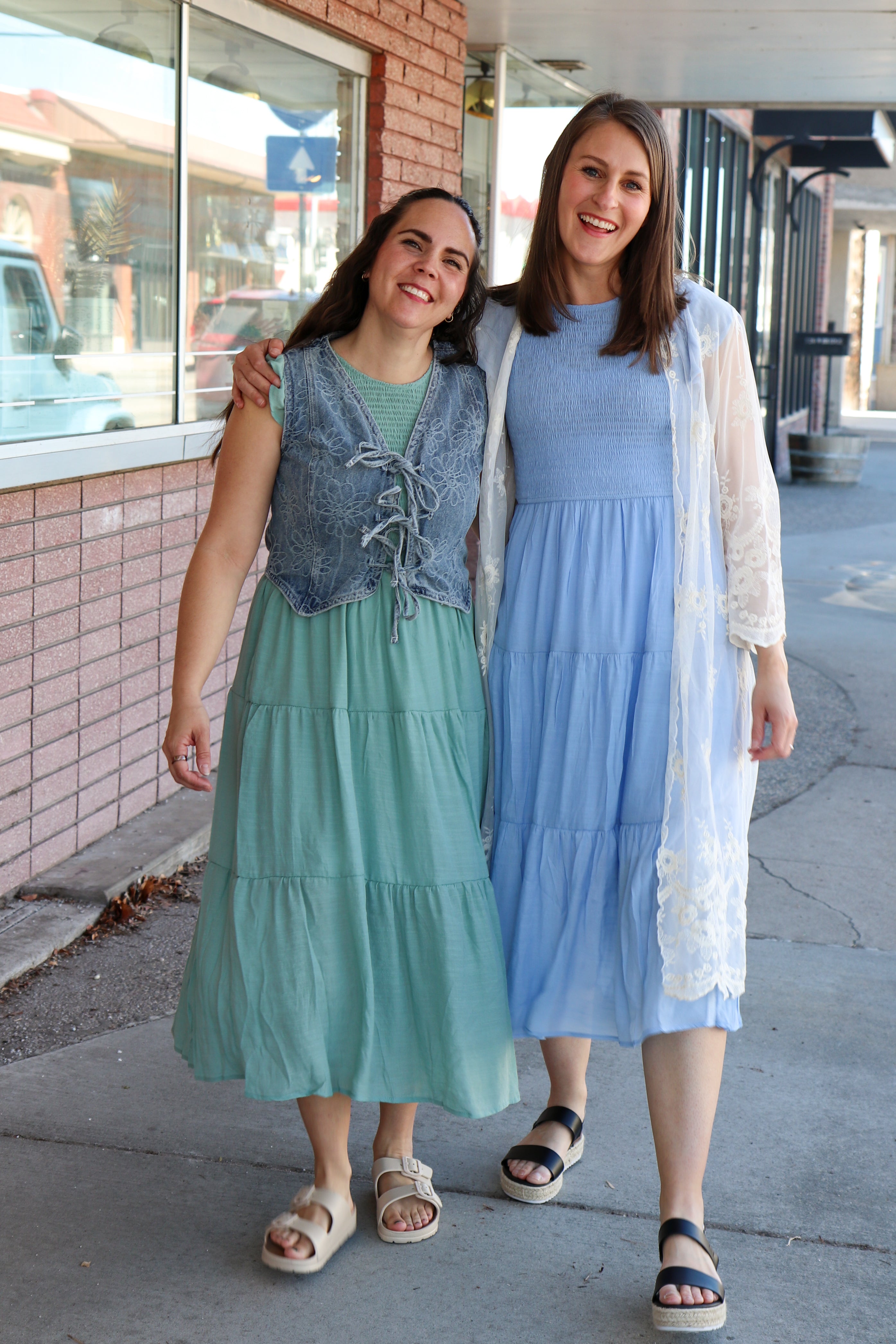 Smocked Tiered Midi Dress Midi Dress Blu Pepper- Tilden Co.