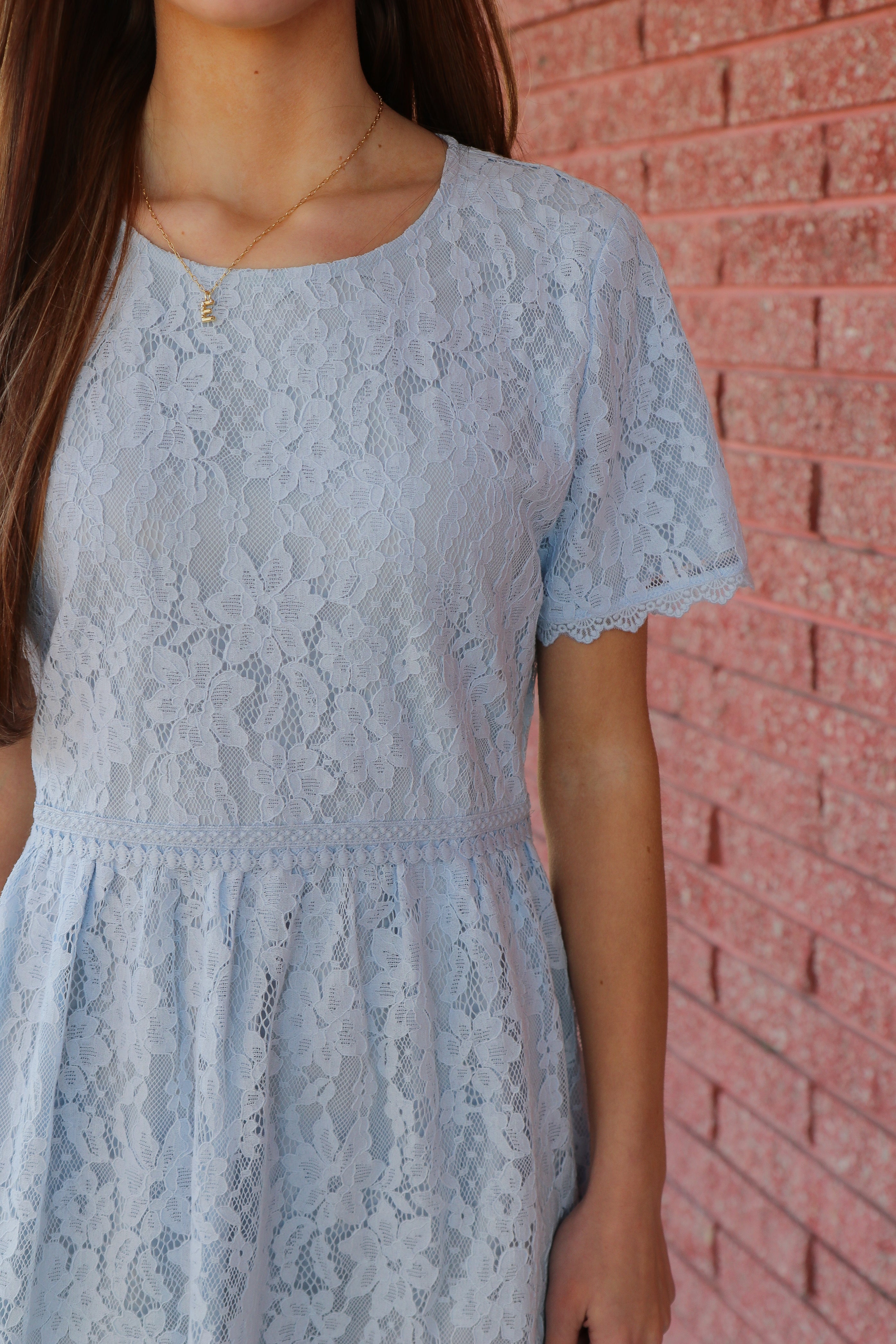 Laced in Grace Dress Knee Length Dress Tea n Rose- Tilden Co.