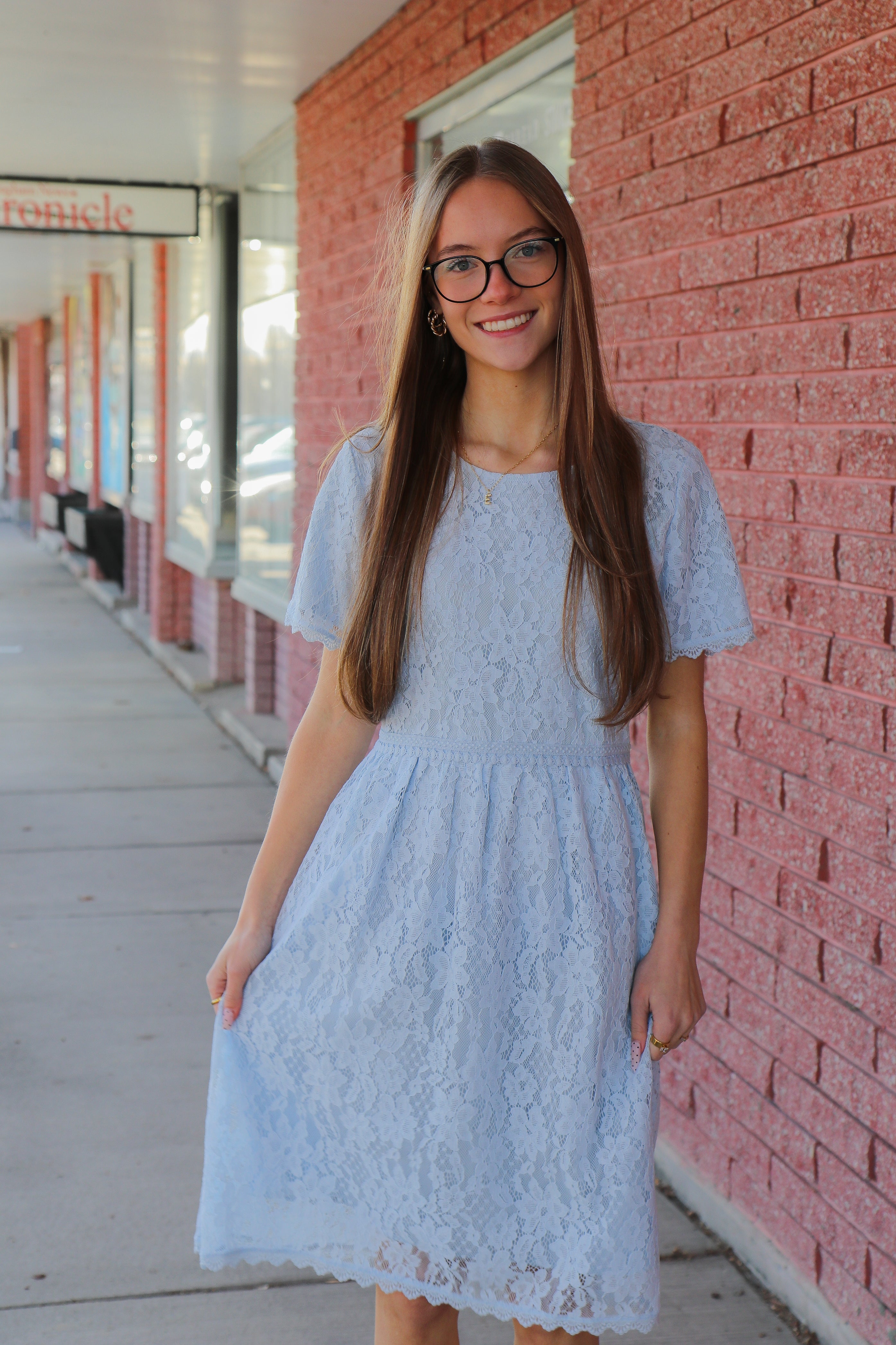 Laced in Grace Dress Knee Length Dress Tea n Rose- Tilden Co.