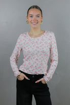 Long Sleeve Ribbed Tee in Pink Confetti Tees Mikarose- Tilden Co.