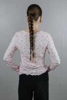 Long Sleeve Ribbed Tee in Pink Confetti Tees Mikarose- Tilden Co.