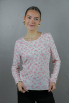 Long Sleeve Ribbed Tee in Pink Confetti Tees Mikarose- Tilden Co.