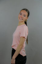 Lettuce Edge Pointelle Tee in Strawberry Cream Tees Mikarose- Tilden Co.