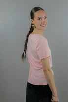 Lettuce Edge Pointelle Tee in Strawberry Cream Tees Mikarose- Tilden Co.